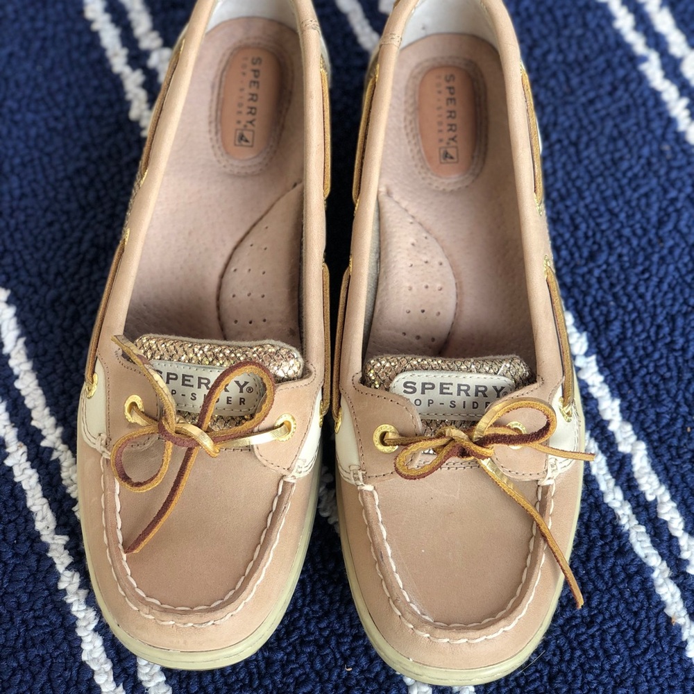 Size 9 Gold Glitter Sperry Top-Sider Boat Shoes